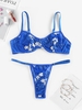 Ensemble de Soutien-gorge Brodé à Armature L Bleu