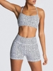 Ensemble de Soutien-gorge Croisé Motif à Pois et de Short S Blanc