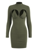 Ensemble de Soutien-gorge Découpé Côtelé et de Mini-Robe de Soutien-gorge L Vert profond