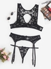 Ensemble de Soutien-gorge Découpé en Dentelle S Noir