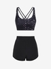 Ensemble de Soutien-Gorge de Sport à Séchage Rapide sans Dos et de Short M Noir