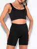 Ensemble de Soutien-gorge de Sport Côtelé Absorbant et Short de Yoga M Noir