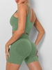 Ensemble de Soutien-gorge de Sport Côtelé Tricoté et de Short à Taille Large S Vert