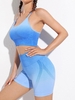 Ensemble de Soutien-gorge de Sport en Couleur Ombrée et de Short à Taille Large M Bleu