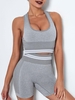 Ensemble de Soutien-Gorge de Sport en Tricot à Séchage Rapide Au Dos Nageur et de Short L Gris