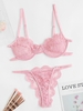 Ensemble de Soutien-gorge en Dentelle à Armature M Rose clair