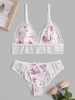 Ensemble de Soutien-gorge Fleuri Panneau en Dentelle S Rose clair