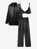 Ensemble de Soutien-gorge Graphique Robe et Pantalon L Noir