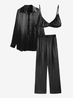 Ensemble de Soutien-gorge Graphique Robe et Pantalon L Noir