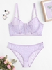 Ensemble de Soutien-gorge Léopard en Dentelle à Armature M Violet clair