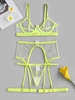 Ensemble de Soutien-gorge Néon en Maille à Armature et de Jarretière L Vert