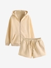 Ensemble de Sweat à Capuche à Goutte Epaule et de Short avec Poche M Café lumière