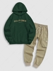 Ensemble de Sweat à Capuche de Sport avec Doublure en Molleton et Pantalon Cargo de Techwear Taille unique Multi a