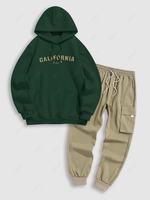 Ensemble de Sweat à Capuche de Sport avec Doublure en Molleton et Pantalon Cargo de Techwear Taille unique Multi a