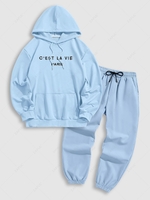 Ensemble de Sweat à Capuche de Sport avec Poches à Imprimé Lettres C