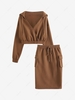 Ensemble de Sweat à Capuche et de Jupe Fendue en Avant Superposée avec Poches Xs Café profond