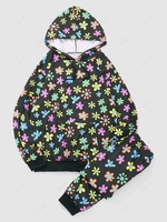 Ensemble de Sweat à Capuche Fleur Vilain et Pantalon M Noir