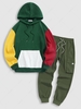 Ensemble de Sweat à Capuche Fourré en Blocs de Couleurs et Pantalon Cargo avec Poche en Laine Taille unique Multi a