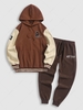 Ensemble de Sweat à Capuche Style Collège Lettre Brodée en Blocs de Couleurs en Laine avec Pantalon Survêtement Taille unique Multi a