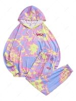 Ensemble de Sweat à Capuche Teinté Motif de Lettre et de Pantalon S Rose clair