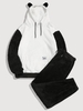 Ensemble de Sweat à Capuche Lettre Applique en Fausse Fourrure et de Pantalon Xl Noir