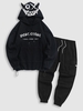 Ensemble de Sweat-Shirt à Capuche en Molleton Motif Petite Fleur de Démon et Pantalon à Cordon de Serrage Vêtements Techniques Taille unique Noir