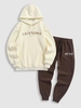 Ensemble de Sweat-Shirt à Capuche Simples en Molleton Motif Inscription Brodée Porte-Croix Taille unique Multi a