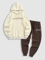 Ensemble de Sweat-Shirt à Capuche Simples en Molleton Motif Inscription Brodée Porte-Croix Taille unique Multi a