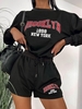 Ensemble de Sweat-shirt à Imprimé Lettre et de Short à Cordon d