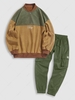 Ensemble de Sweat-shirt de Base-ball Lettre Brodée en Suède et Pantalon Cargo Taille unique Multi a