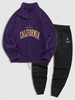 Ensemble de Sweat-shirt Lettre Brodée à 1 / 4 Zip en Laine et Pantalon de Survêtement Taille unique Concorde