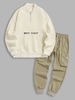 Ensemble de Sweat-shirt Pull-over Lettre Brodé WEST COAST Zippé en Laine et Pantalon Cargo Taille unique Multi a