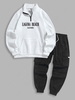 Ensemble de Sweat-shirt Thermique Bouclé Imprimé en Laine et Pantalon à Cordon de Serrage Taille unique Multi a