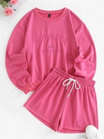 Ensemble de Sweat-shirt Vintage Lettre BROOKLYN et Short S Rose clair
