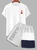 Ensemble de T-shirt à Cartes et de Short à Imprimé Lettre ALASKA Taille unique Blanc