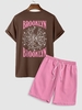 Ensemble de T-shirt à Imprimé BROOKLYN Horoscope et Short Décontracté Taille unique Multi a