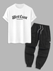 Ensemble de T-shirt à Imprimé Lettre West Coast California Graphique et Pantalon Cargo à Cordon Taille unique Blanc