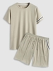 Ensemble de T-shirt Décoré de Bretelle à Manches Courtes et de Short Décontracté à Cordon Taille unique Café lumière