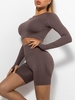 Ensemble de T-shirt de Sport Plissé en Couleur Unie et de Short Xl Café profond