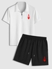 Ensemble de T-shirt Ligne A à Imprimé Cœur à Col Polo et de Short à Cordon Taille unique Blanc