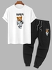 Ensemble de T-shirt Ours Amusant et de Pantalon de Jogging à Cordon Taille unique Blanc