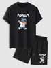 Ensemble de T-shirt Ours Dessin Animé Graphique et de Short Taille unique Noir