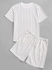 Ensemble de T-shirt Rayé et de Short Deux Pièces 2xl Blanc
