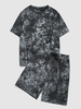 Ensemble de T-shirt Teinté Imprimé et de Short M Noir