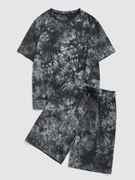 Ensemble de T-shirt Teinté Imprimé et de Short M Noir