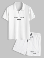Ensemble de T-shirt Zippé à Col Polo à Imprimé C