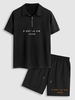Ensemble de T-shirt Zippé à Col Polo à Imprimé C
