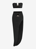 Ensemble de Top Bandeau en Jersey en Métal et de Jupe S Noir