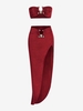 Ensemble de Top Bandeau en Jersey en Métal et de Jupe S Rouge foncé