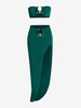 Ensemble de Top Bandeau en Jersey en Métal et de Jupe S Vert
